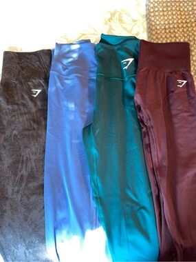 Gymshark Womens Leggings Pack - Black, Blue, Teal, Burgundy